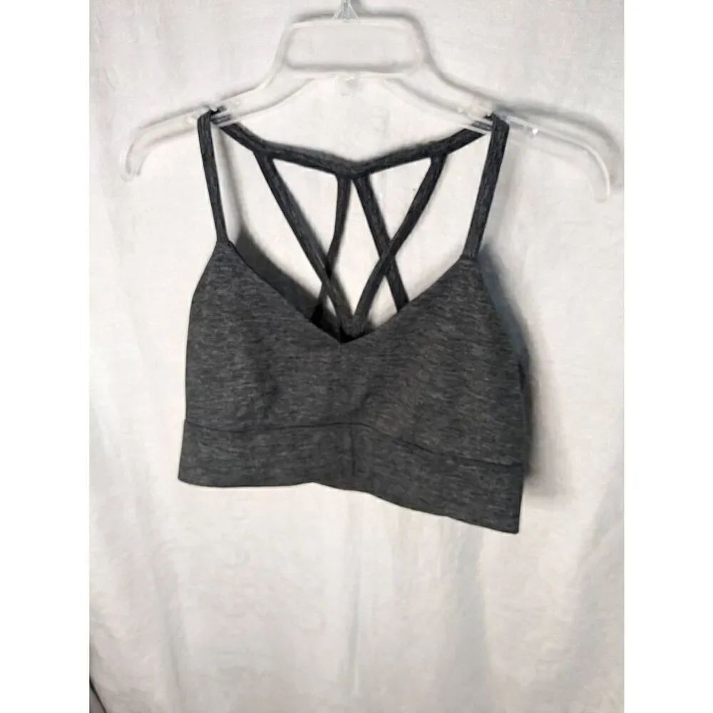 JoyLab Heathered Gray Sports Bra Strappy Large L